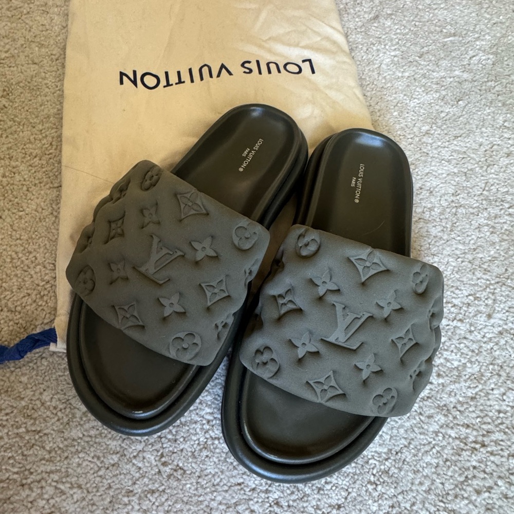 Louis Vuitton Green Cloud Slides Sandals
